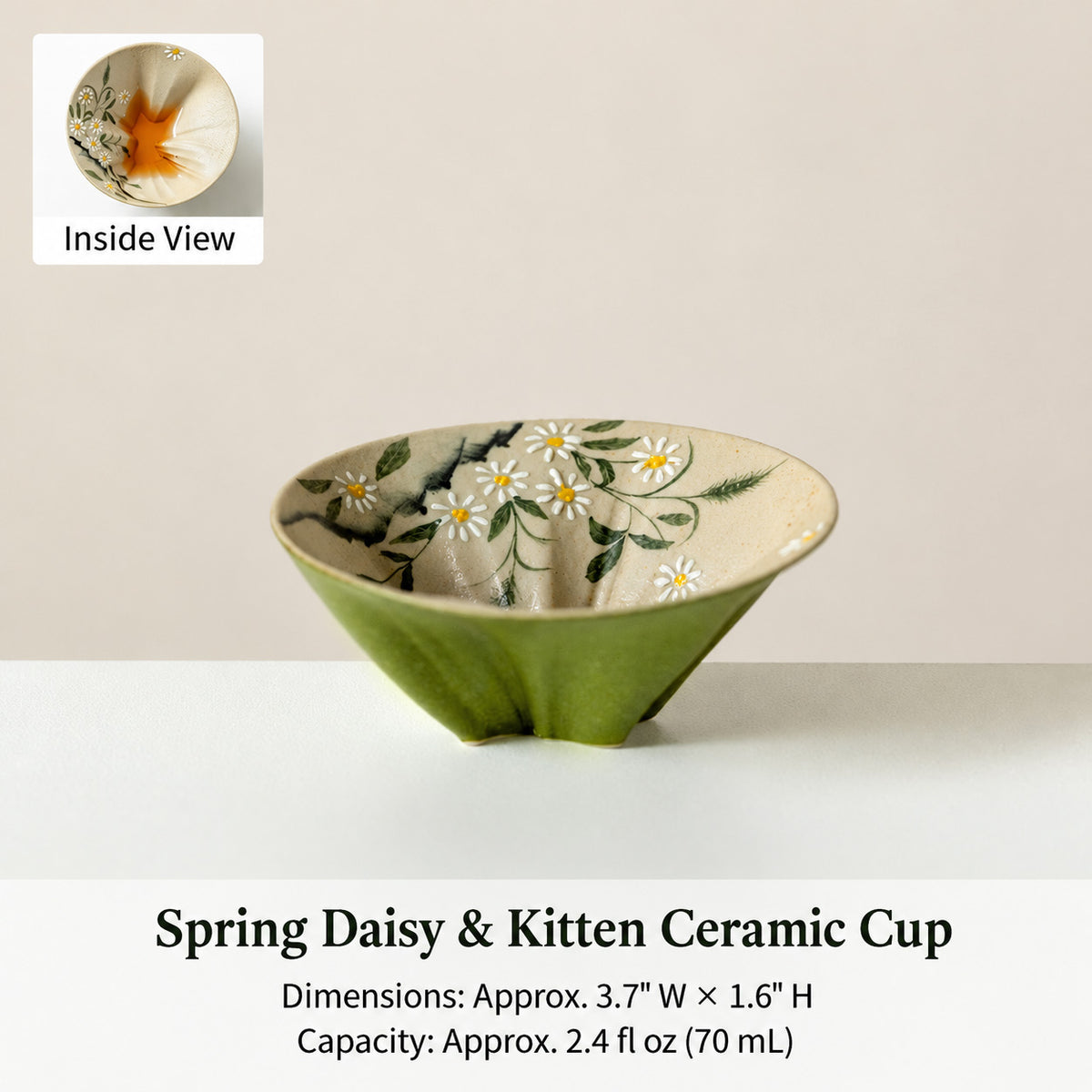 Artisan Ceramic Peekaboo Cat Cup