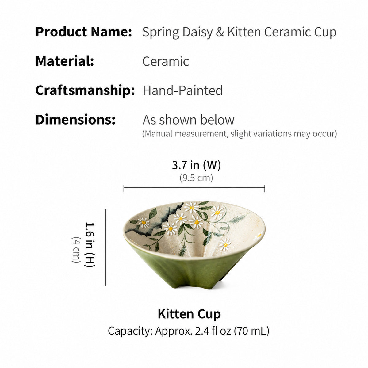 Artisan Ceramic Peekaboo Cat Cup