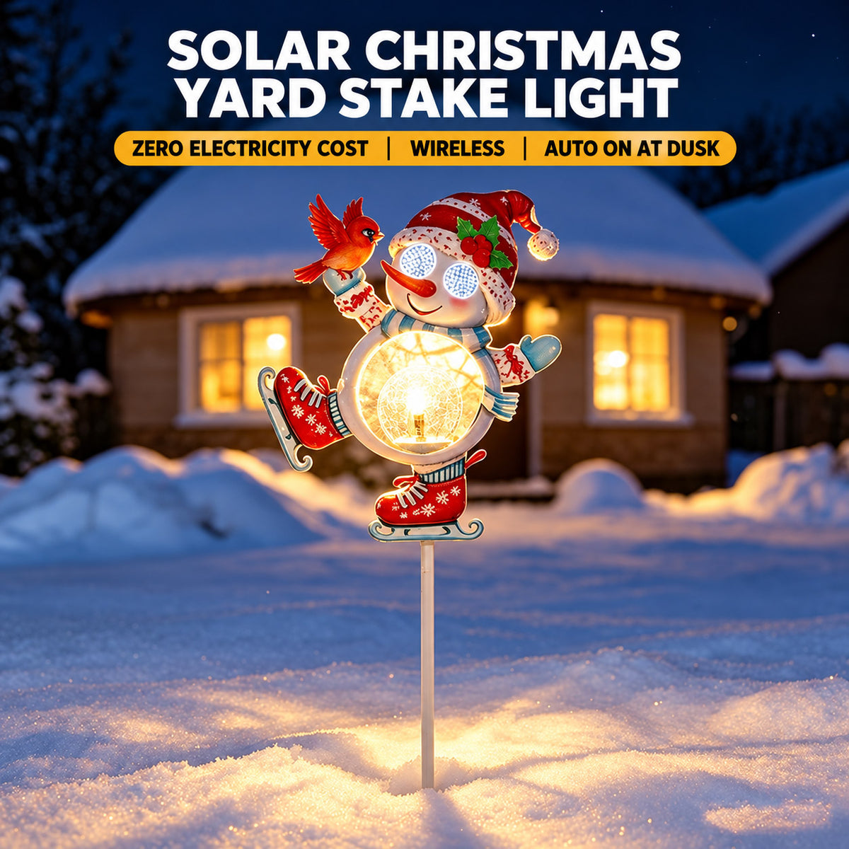 Blinking Snowman Solar Christmas Yard Stake Light