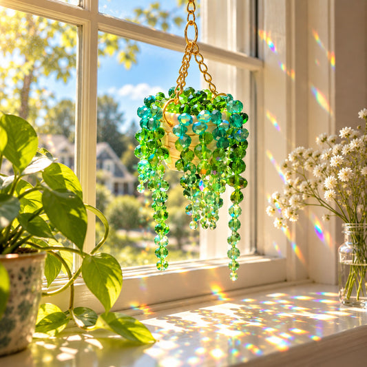 Handmade Beaded Hanging Plant Suncatcher