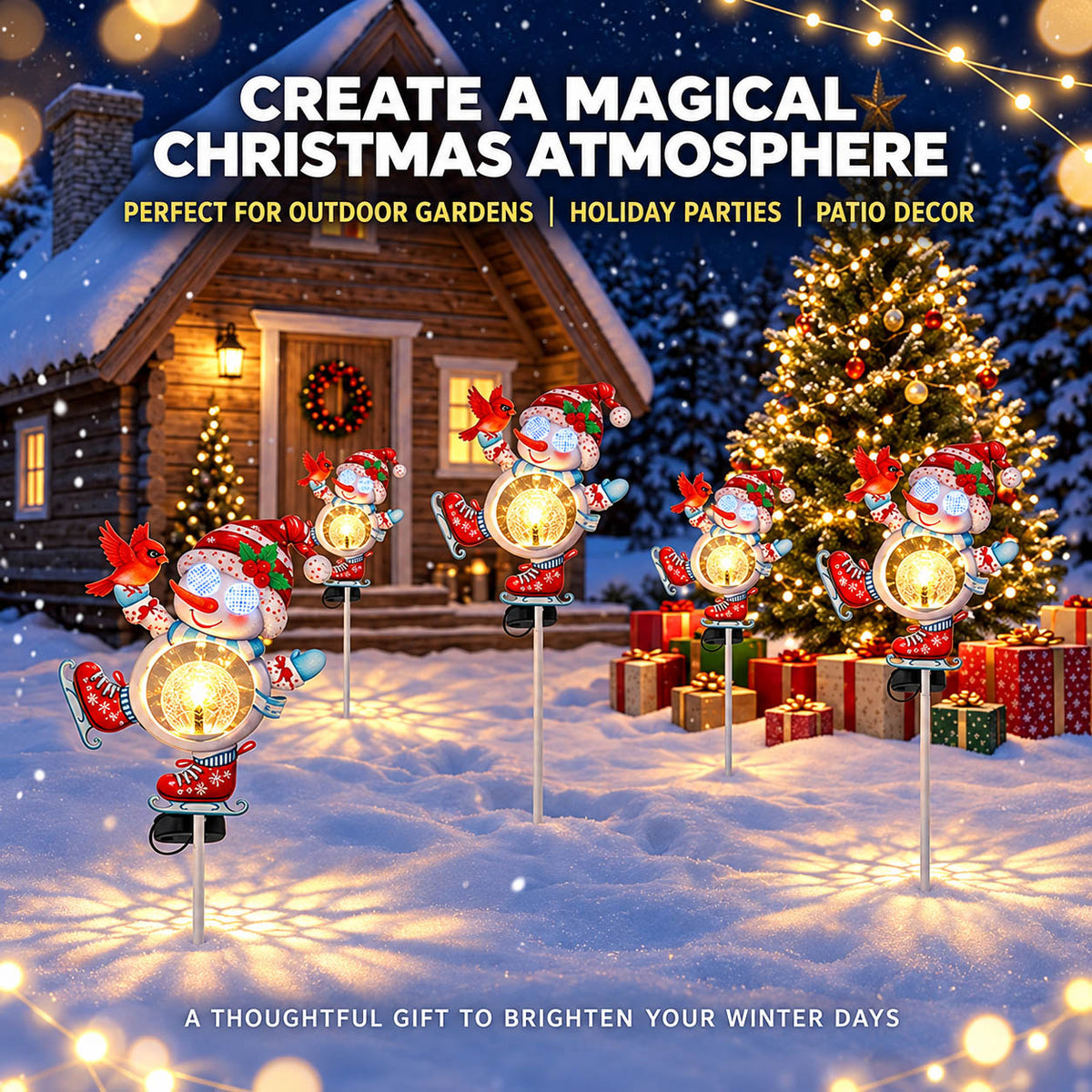 Blinking Snowman Solar Christmas Yard Stake Light