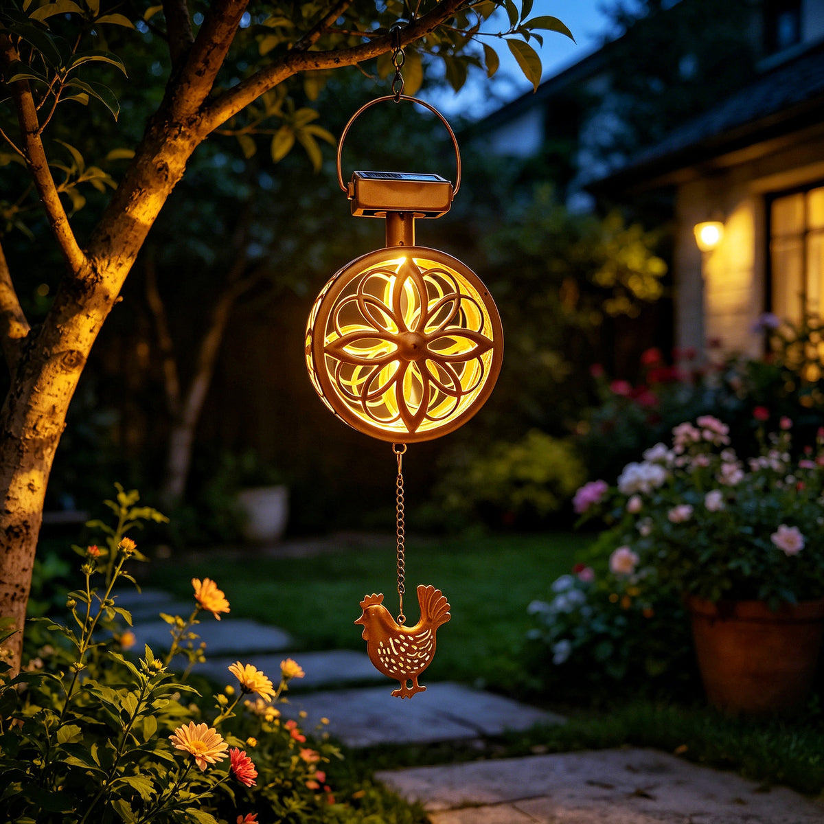 Solar Floral Wind Chime Lantern