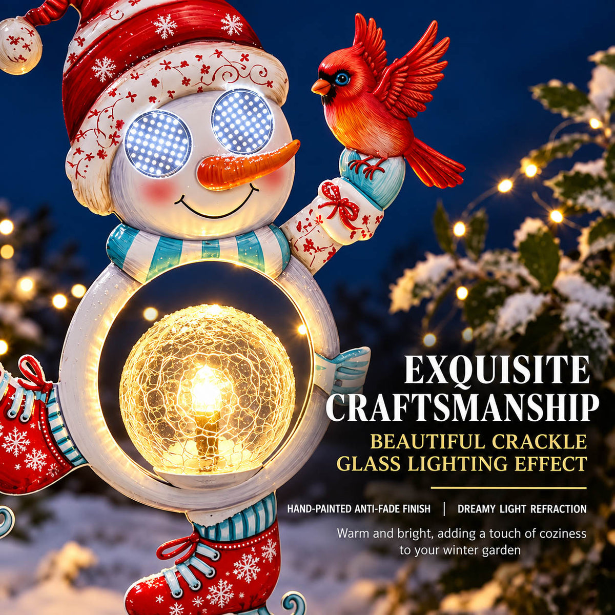 Blinking Snowman Solar Christmas Yard Stake Light