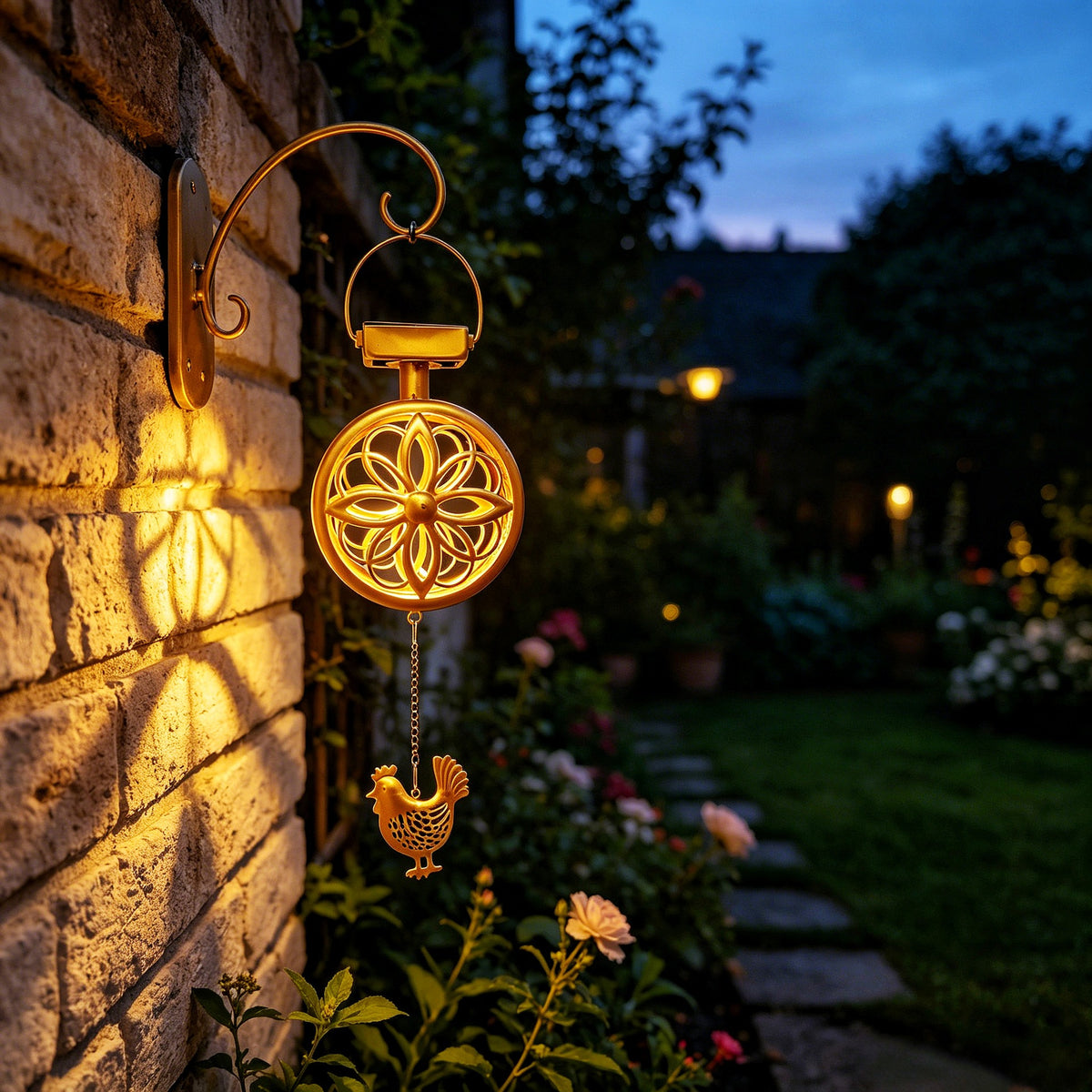 Solar Floral Wind Chime Lantern