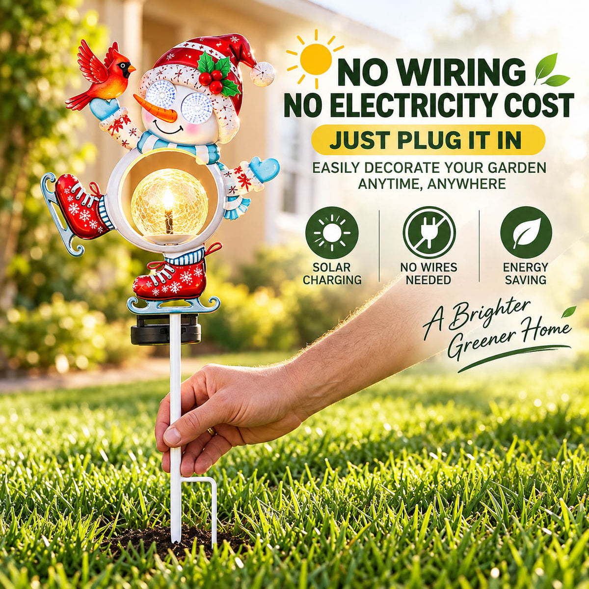 Blinking Snowman Solar Christmas Yard Stake Light