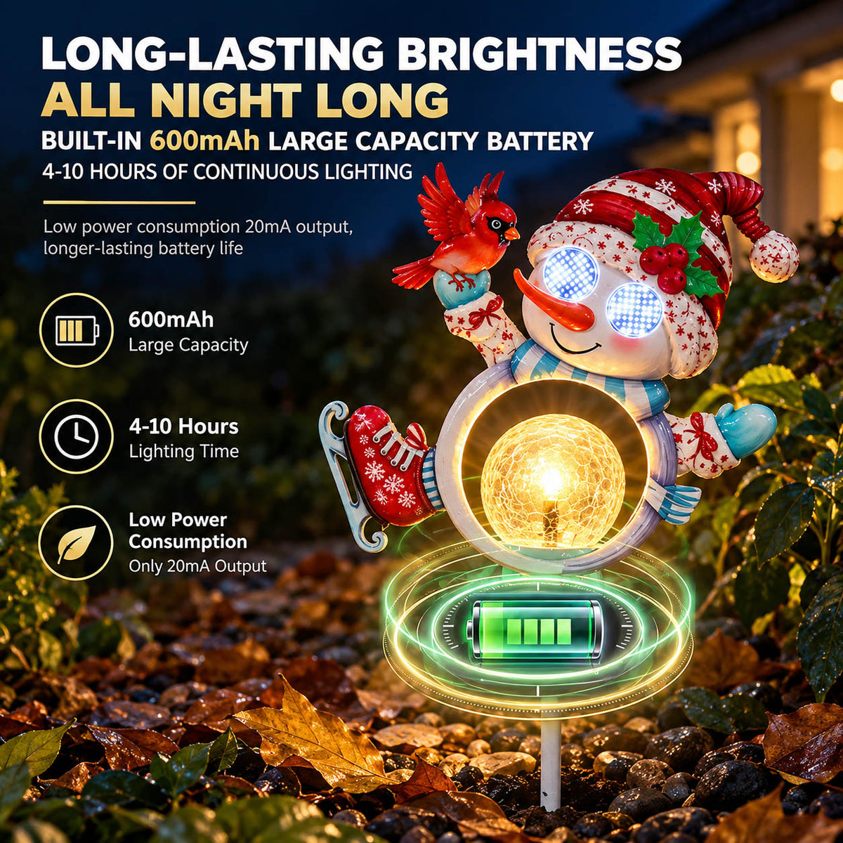 Blinking Snowman Solar Christmas Yard Stake Light