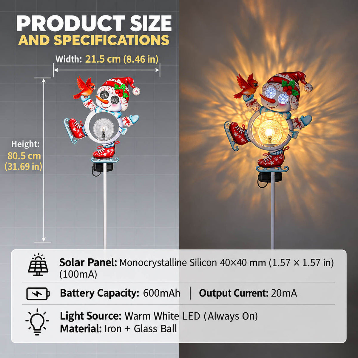 Blinking Snowman Solar Christmas Yard Stake Light