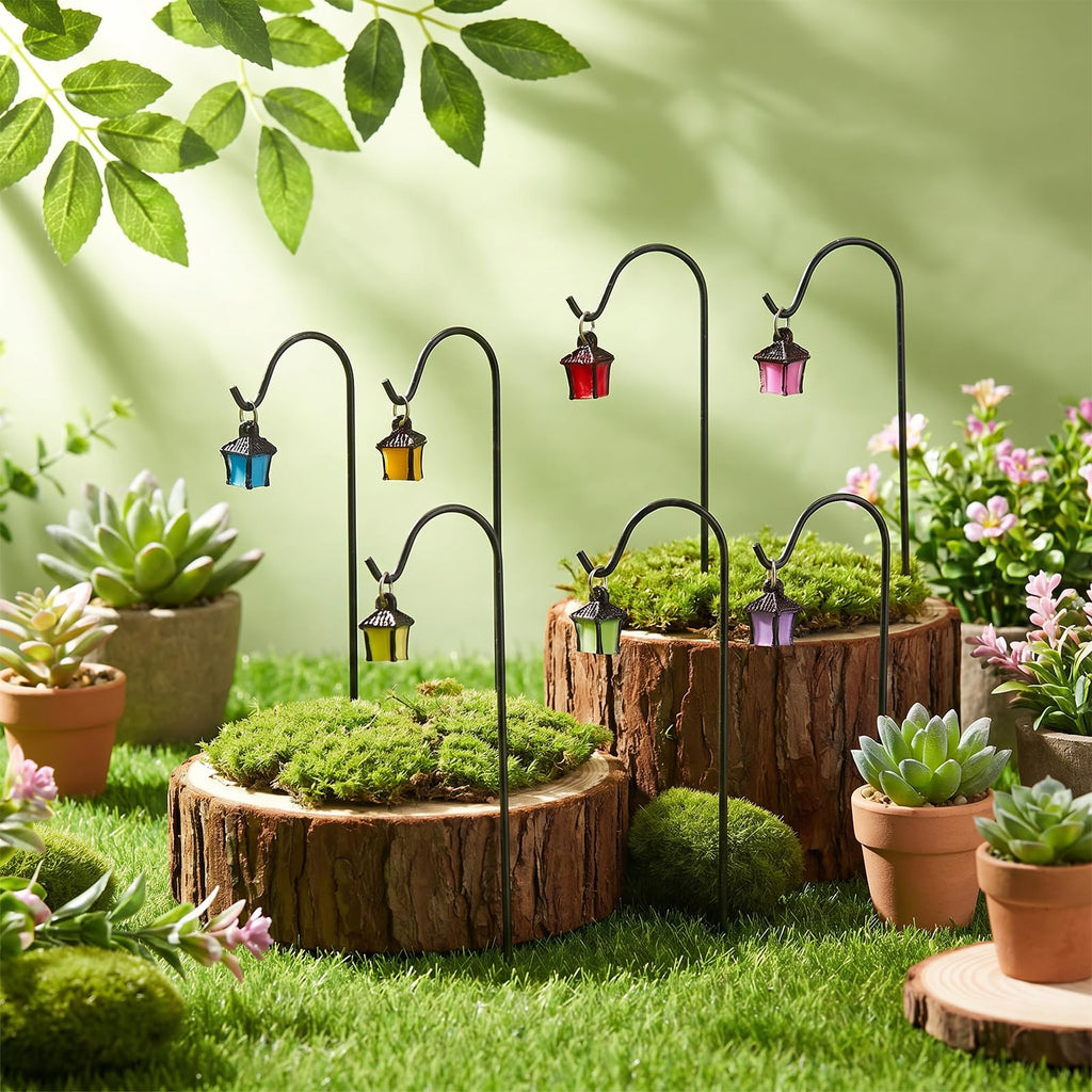 7Pcs Luminous Mini Lantern Garden Stakes, Fairy Micro Landscape Decor