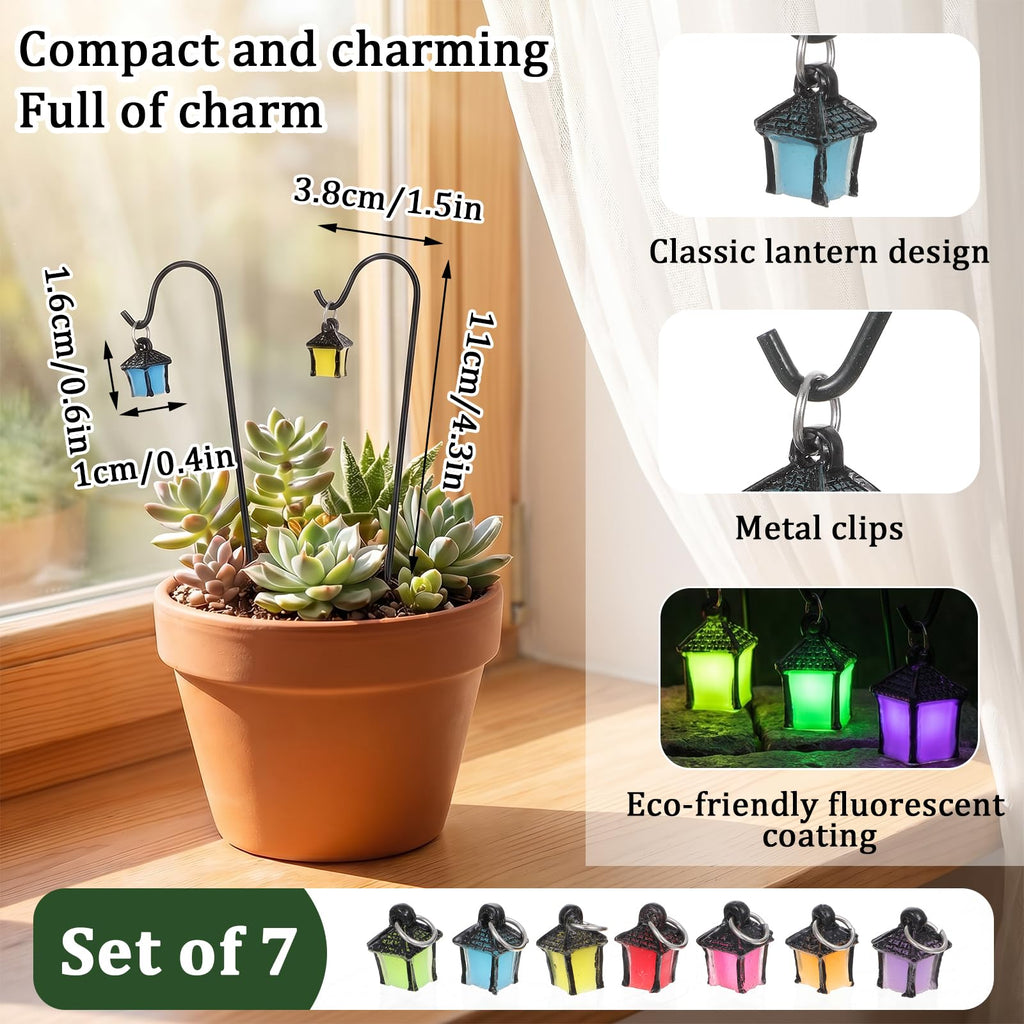7Pcs Luminous Mini Lantern Garden Stakes, Fairy Micro Landscape Decor