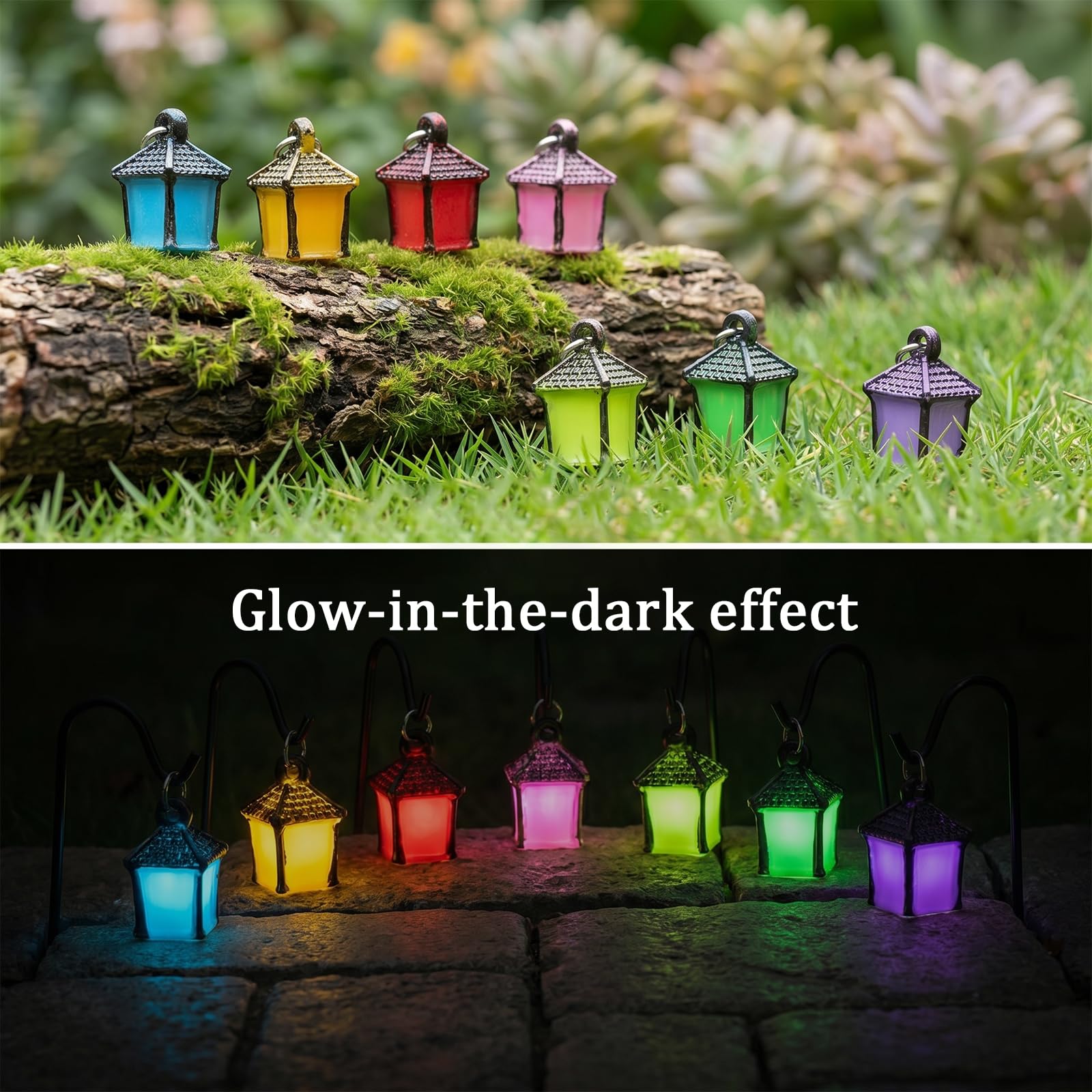 7Pcs Luminous Mini Lantern Garden Stakes, Fairy Micro Landscape Decor