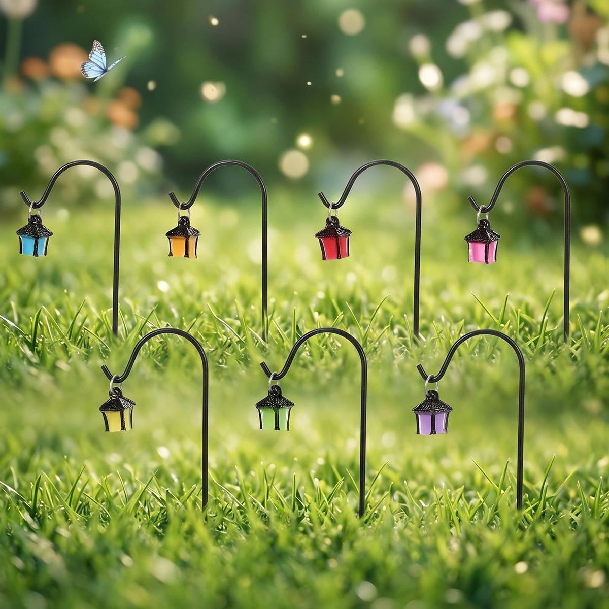 7Pcs Luminous Mini Lantern Garden Stakes, Fairy Micro Landscape Decor