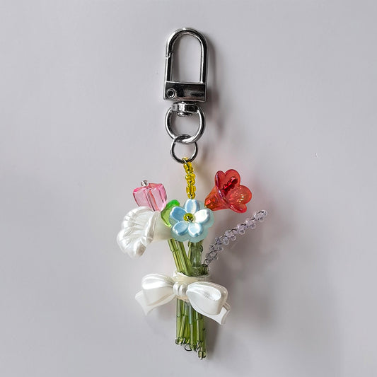 Handmade Beaded Flower Bouquet Keychain