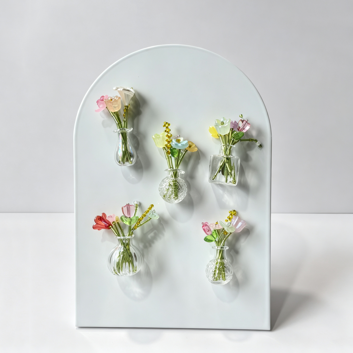 Handmade Beaded Flower Bouquet Vase Magnet