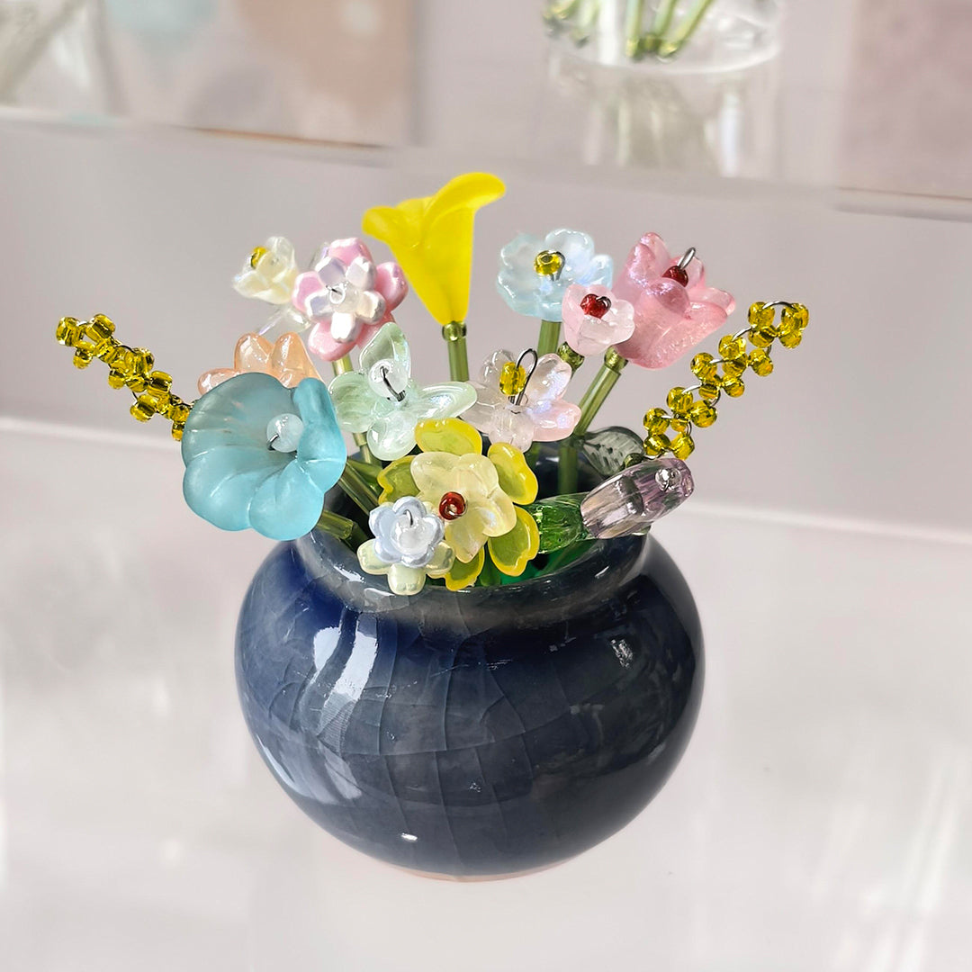 Handmade Beaded Flower Bouquet Planter