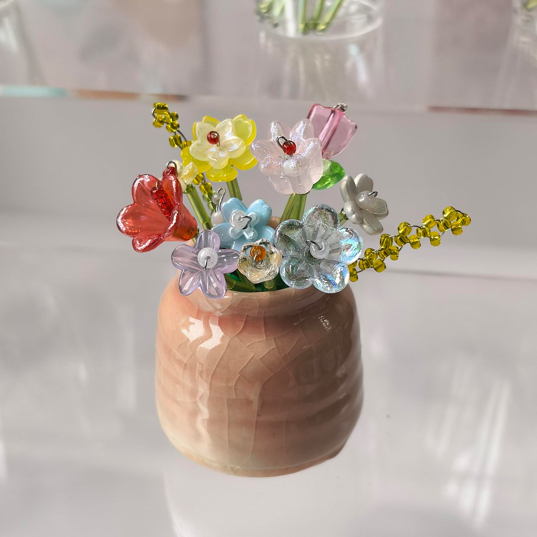Handmade Beaded Flower Bouquet Planter