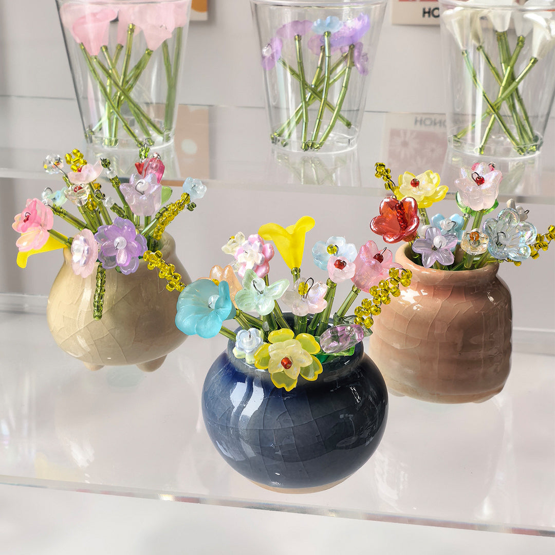 Handmade Beaded Flower Bouquet Planter
