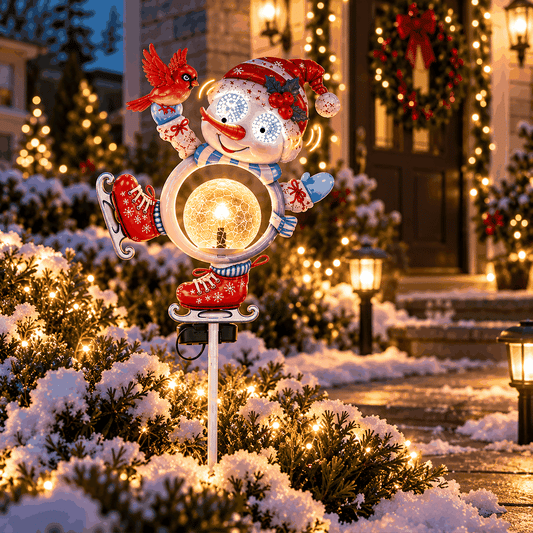 Blinking Snowman Solar Christmas Yard Stake Light